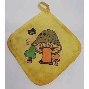 Vintage Yellow Mushroom Pot Holder Cannon Distressed USA‎